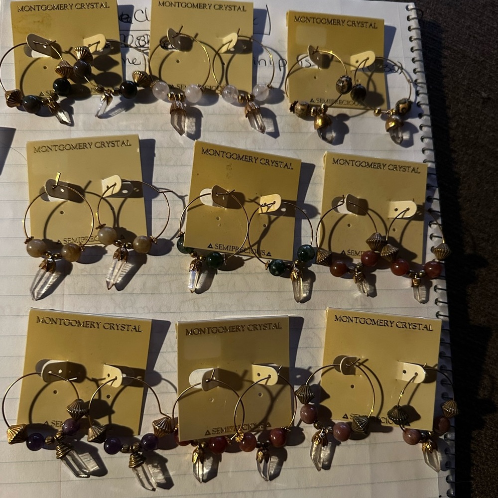 Herkimer & Mixed Stone Stainless Hoop Earrings